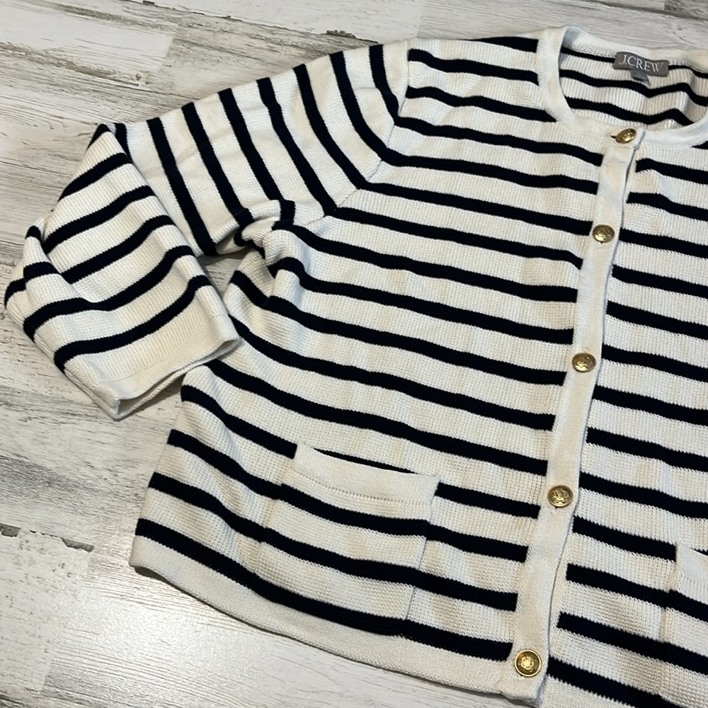 J Crew Striped Cotton Lady Jacket Cardigan Size 2X - Picture 7 of 13